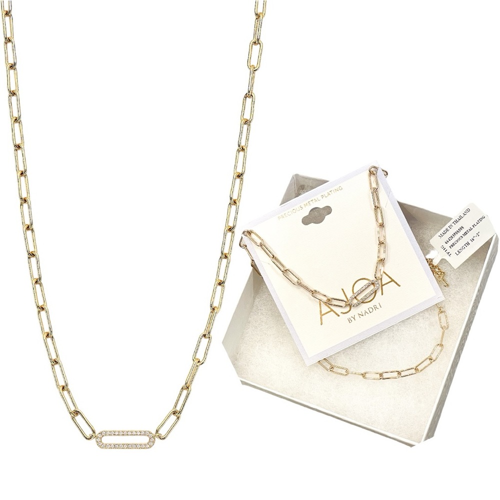 AJOA by NADRI Lynx Cubic Zirconia Gold Plated Chain Necklace NWT